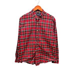 Polo Ralph Lauren Red Green Plaid Button Down Shirt Men's XL Classic Fit Cotton